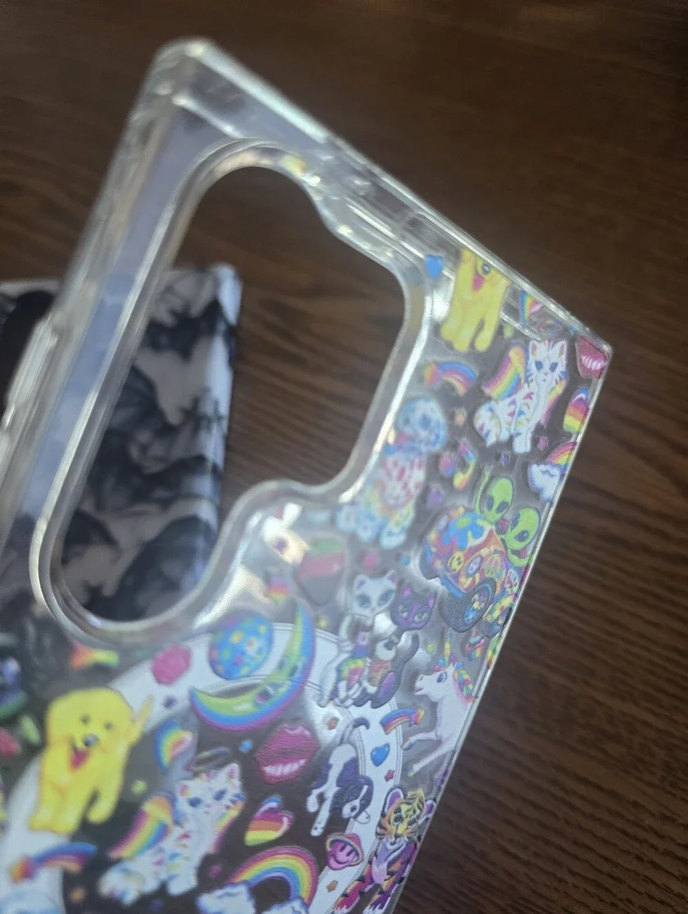 Phone Case Bundle - Black Bat Pattern & Clear Rainbow Sticker Design
